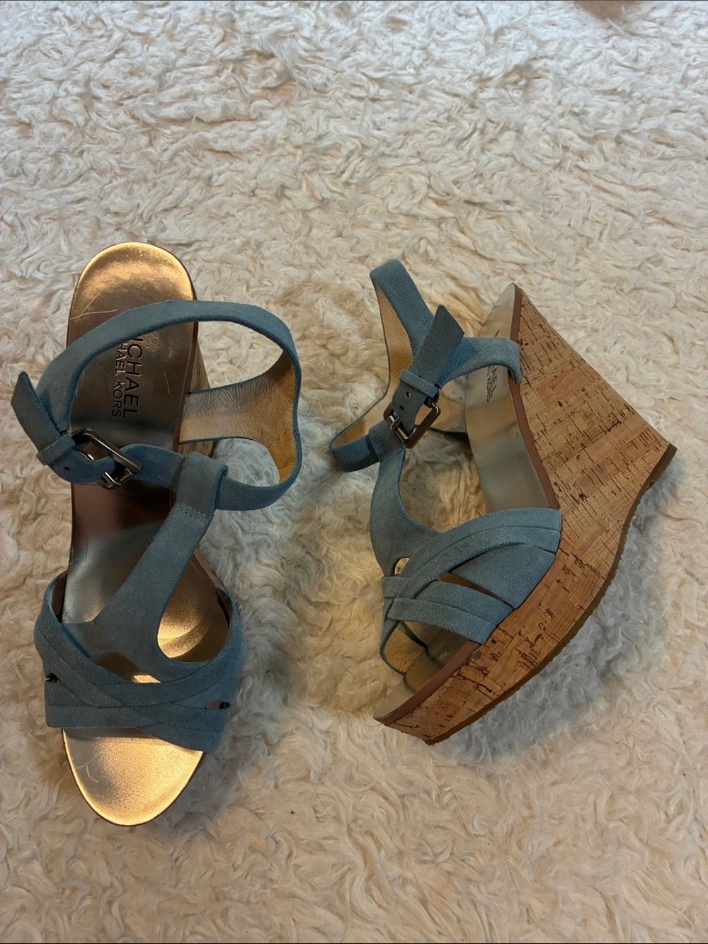 MICHAEL Michael Kors Blue Suede Wedge Sandals